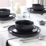 Luna Matte Black 12 Piece Dinnerware Set