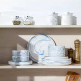 Luna Marble Blue 24 Piece Dinnerware Set for 8