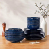Lydia 16 Piece Starry Blue Dinnerware Set