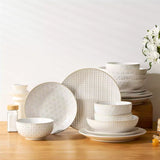Lydia 16 Piece Antique White Dinnerware Set