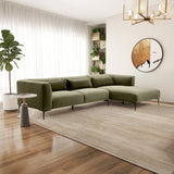 Laley Right-Facing L-Shaped Velvet Sectional in Green