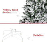 HOMCOM 9ft Unlit Snow-Flocked Slim Pine Artificial Christmas Tree with Realistic Branches and 1084 Tips