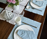 Light Blue Napkins - Double Hemstitch