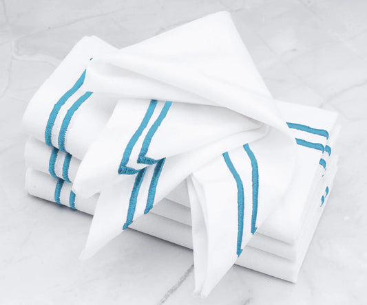 Light Blue Double Line Embroidery Napkins