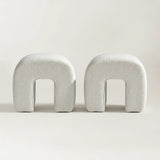 Lily 18'' Beige Boucle Upholstered Waterfall Ottoman (Set of 2)