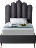 Lily Elegant Velvet Bed with Gold Steel Legs and Deep Channel Tufting for Contemporary Bedrooms