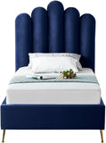 Lily Elegant Velvet Bed with Gold Steel Legs and Deep Channel Tufting for Contemporary Bedrooms