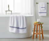 Navy and White Bath Towel - Striped