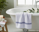 Navy and White Bath Towel - Striped