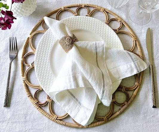 Lurex Linen Napkins - Metallic Silver Napkins