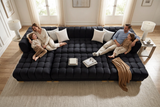 Lipa Black Velvet Double Chaise "U" Shape Sectional Sofa