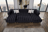 Lipa Black Velvet Double Chaise "U" Shape Sectional Sofa