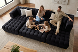 Lipa Black Velvet Double Chaise "U" Shape Sectional Sofa