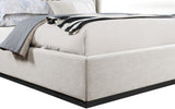 Logan Linen Textured Fabric Bed with Tall Channel Tufted Headboard and Modern Wingback Design