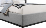 Logan Linen Textured Fabric Bed with Tall Channel Tufted Headboard and Modern Wingback Design