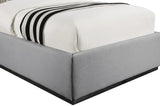 Logan Linen Textured Fabric Bed with Tall Channel Tufted Headboard and Modern Wingback Design