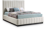 Lucia Upholstered Bed - Stylish Linen Textured Fabric, Deep Channel Tufting & Solid Wood Base Design