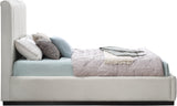 Lucia Upholstered Bed - Stylish Linen Textured Fabric, Deep Channel Tufting & Solid Wood Base Design