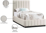 Lucia Upholstered Bed - Stylish Linen Textured Fabric, Deep Channel Tufting & Solid Wood Base Design