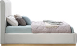 Lucia Upholstered Bed - Stylish Linen Textured Fabric, Deep Channel Tufting & Solid Wood Base Design