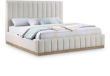 Lucia Upholstered Bed - Stylish Linen Textured Fabric, Deep Channel Tufting & Solid Wood Base Design