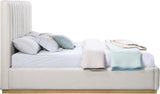 Lucia Upholstered Bed - Stylish Linen Textured Fabric, Deep Channel Tufting & Solid Wood Base Design