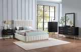 Lucia Upholstered Bed - Stylish Linen Textured Fabric, Deep Channel Tufting & Solid Wood Base Design