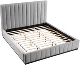 Lucia Upholstered Bed - Stylish Linen Textured Fabric, Deep Channel Tufting & Solid Wood Base Design