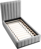 Lucia Upholstered Bed - Stylish Linen Textured Fabric, Deep Channel Tufting & Solid Wood Base Design