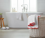 Bath Towel White - Red Border