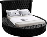 Luxus Round Velvet Bed with Deep Button Tufting, Spacious Storage, and Contemporary Style Design
