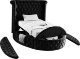 Luxus Round Velvet Bed with Deep Button Tufting, Spacious Storage, and Contemporary Style Design