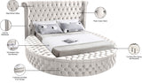 Luxus Round Velvet Bed with Deep Button Tufting, Spacious Storage, and Contemporary Style Design
