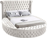 Luxus Round Velvet Bed with Deep Button Tufting, Spacious Storage, and Contemporary Style Design