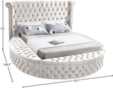 Luxus Round Velvet Bed with Deep Button Tufting, Spacious Storage, and Contemporary Style Design