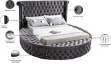 Luxus Round Velvet Bed with Deep Button Tufting, Spacious Storage, and Contemporary Style Design