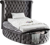 Luxus Round Velvet Bed with Deep Button Tufting, Spacious Storage, and Contemporary Style Design