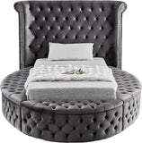 Luxus Round Velvet Bed with Deep Button Tufting, Spacious Storage, and Contemporary Style Design