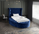 Luxus Round Velvet Bed with Deep Button Tufting, Spacious Storage, and Contemporary Style Design