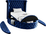 Luxus Round Velvet Bed with Deep Button Tufting, Spacious Storage, and Contemporary Style Design