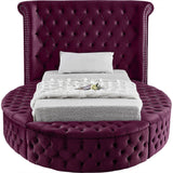 Luxus Round Velvet Bed with Deep Button Tufting, Spacious Storage, and Contemporary Style Design