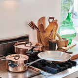 Mauviel M'Heritage M'150 CI Copper DeLuxe 3-Piece Cookware Set With Cast Iron Handles