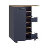 TUHOME Bar Cart with Two External Shelves, Six-Bottle Wine Rack, Single-Door Storage Cabinet and Four Casters, Modern Mobile Serving Station for Home Entertaining, Organized Bar Accessories and Beverage Display
