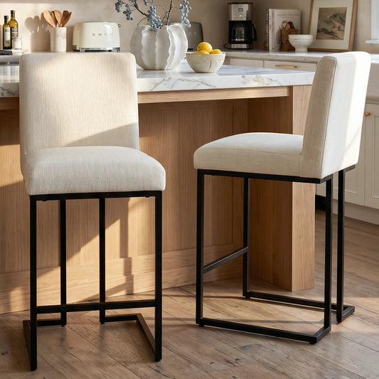 Mason 25" Modern Metal Frame Upholstered Counter Stool (Set of 2)
