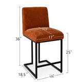 Mason 25" Modern Metal Frame Upholstered Counter Stool (Set of 2)