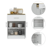 Tuhome Mayorca Multistorage Pantry Cabinet with Spacious Drawer, Double-Door Storage, Internal Tiered Shelves, Modern Home Kitchen Organizer for Small Appliances, Daily Essentials, and Functional Countertop Space