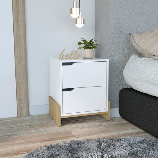 Luss Nightstand with Two Spacious Storage Drawers, Modern Base Design, Versatile Top Surface and Contemporary Bedroom Organization Solution for Keeping Essentials Accessible and Enhancing Daily Comfort and Style