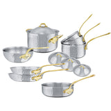 Mauviel M'ELITE B Hammered 5-Ply 12-Piece Cookware Set With Brass Handles