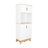 Tuhome Pamplona Microwave Tall Cabinet with Spacious Counter Surface, Multiple Storage Shelves, Upper and Lower Double Door Cabinets, Integrated Cable Management and Large Vertical Design for Modern Kitchens