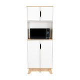 Tuhome Pamplona Microwave Tall Cabinet with Spacious Counter Surface, Multiple Storage Shelves, Upper and Lower Double Door Cabinets, Integrated Cable Management and Large Vertical Design for Modern Kitchens